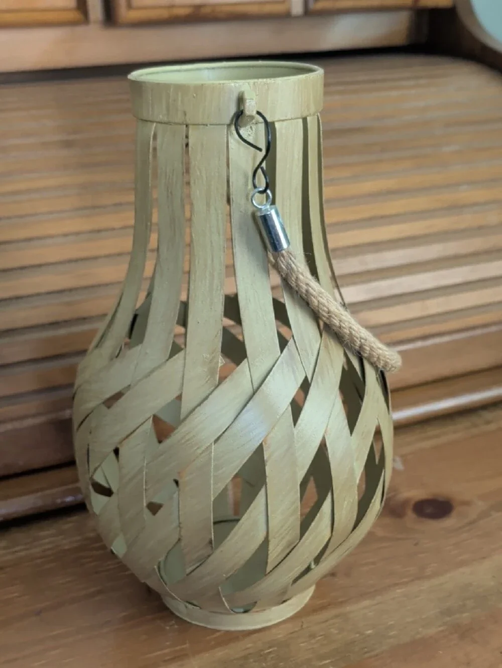 Natural Woven Rope Metal Lantern Sand Home Accent